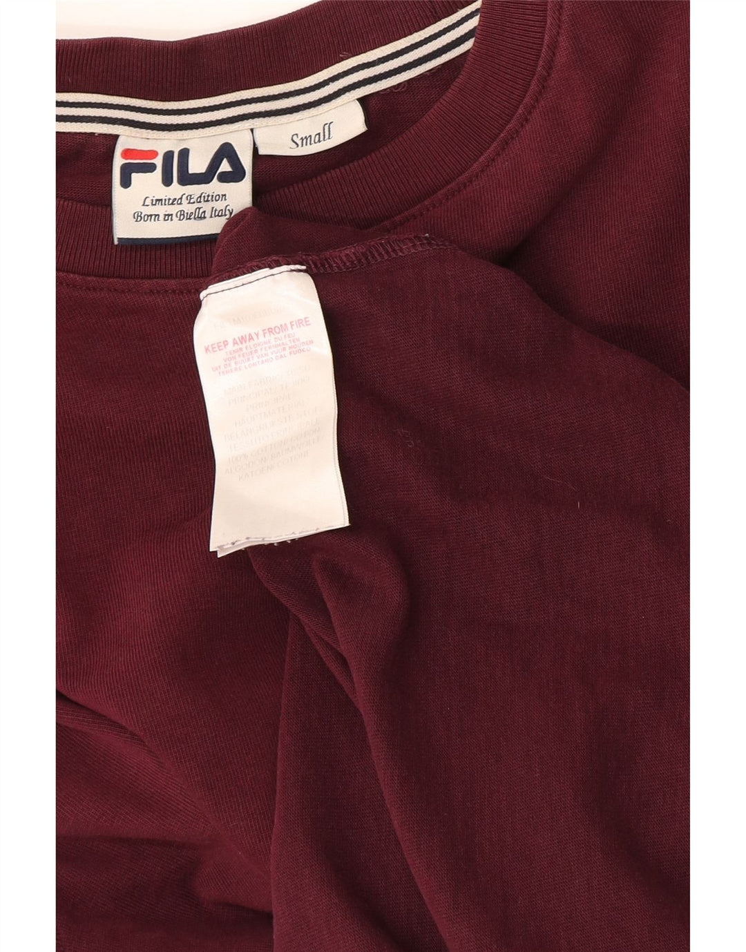 Top męski Fila z długim rękawem, mały, bordowy, bawełniany