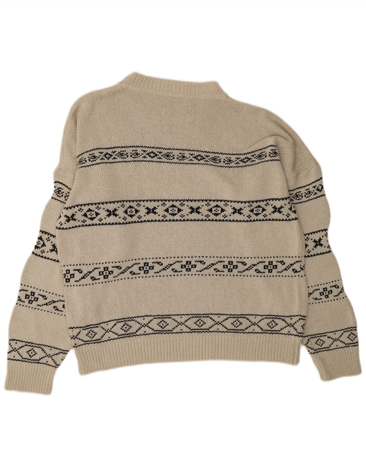 Męski sweter z okrągłym dekoltem KAOS, duży, biały Fair Isle