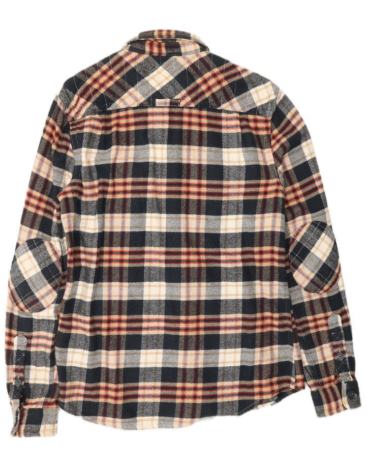 SUPERDRY Męska koszula flanelowa, duża, czarna, bawełniana w kratę