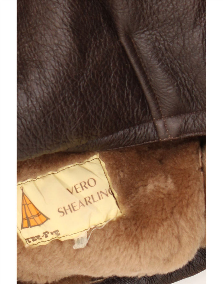 Vintage damska kurtka oversize IT 40 w małych brązowych blokach kolorów