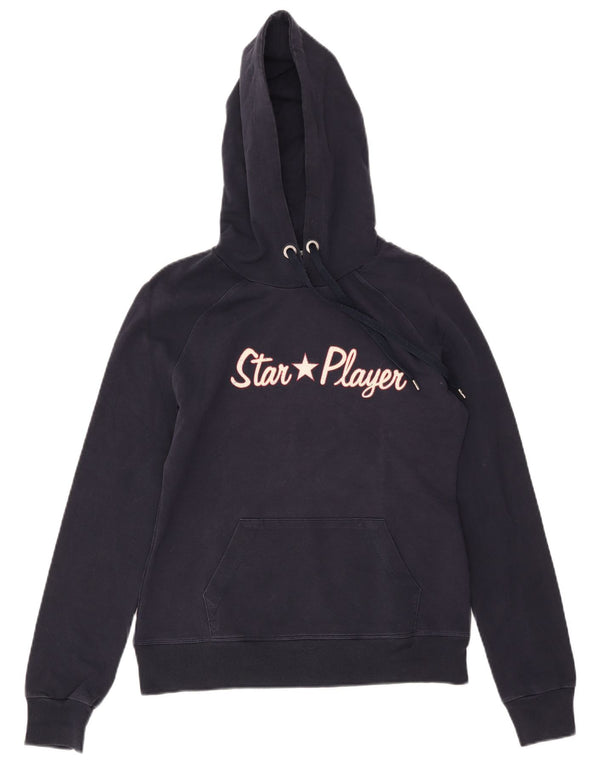 Damski sweter z kapturem Converse Graphic UK 10, mały, granatowy, bawełniany