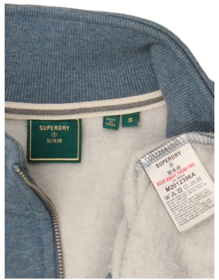 Męski sweter z zamkiem błyskawicznym Superdry, mały, niebieski, bawełniany