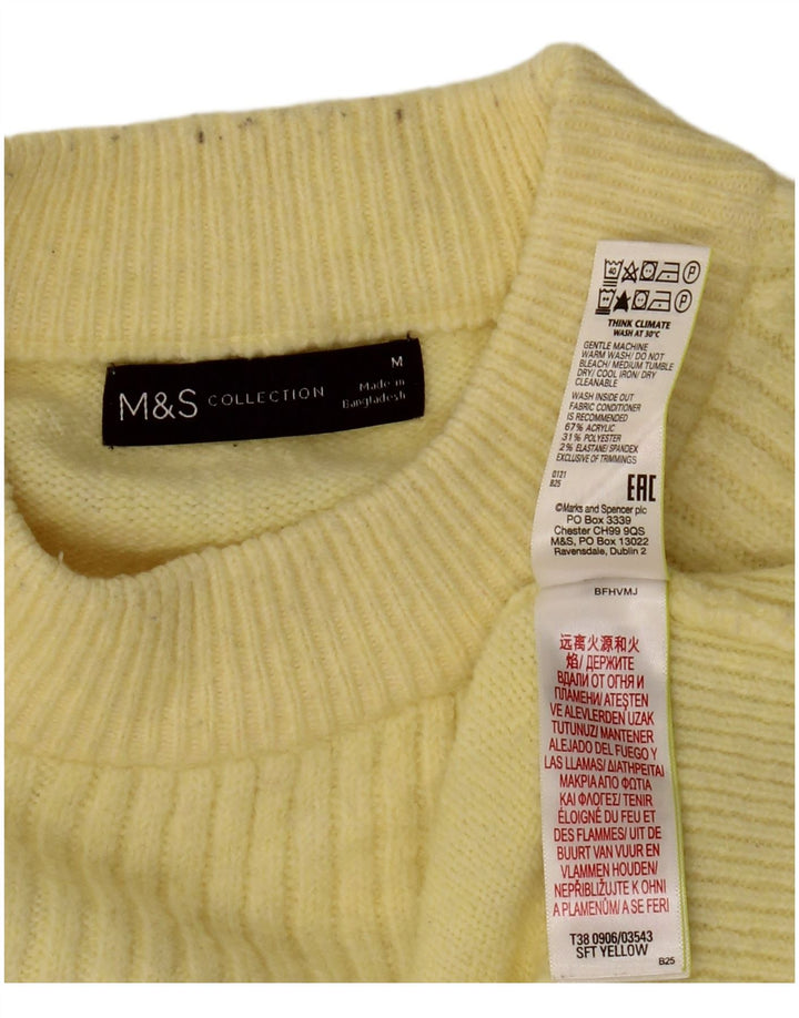 Marks & Spencer Damski sweter z okrągłym dekoltem UK 14 Średni żółty akryl