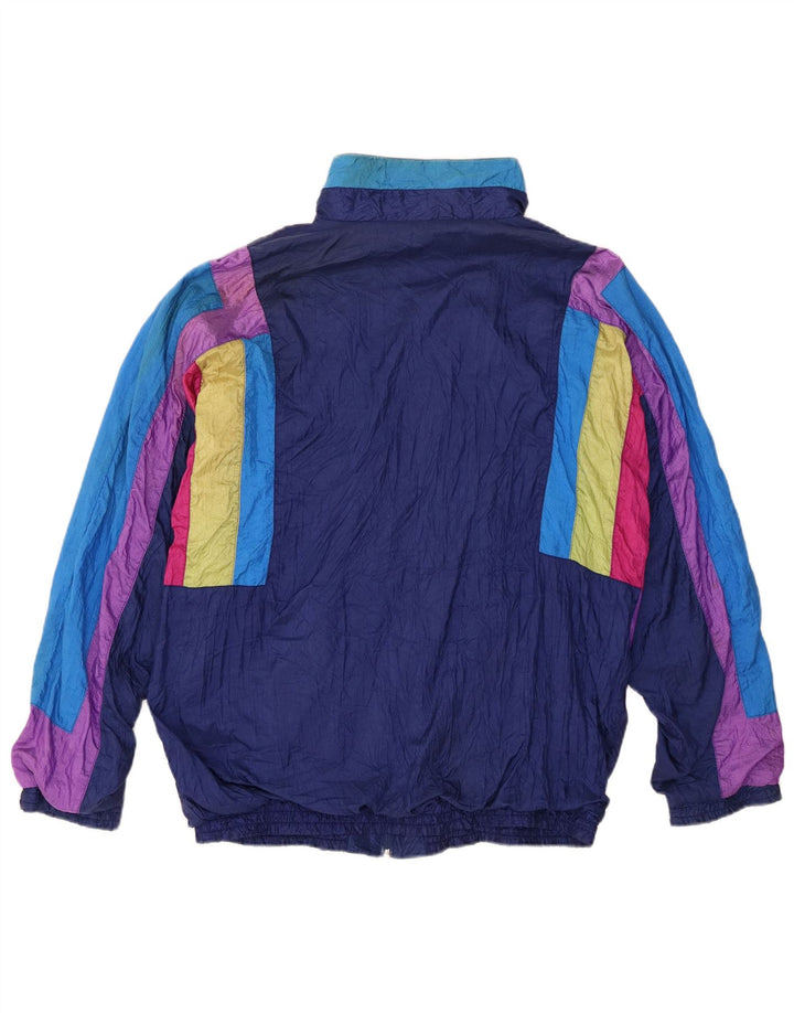 Męska kurtka dresowa VINTAGE XL granatowa, nylonowa z blokami kolorów