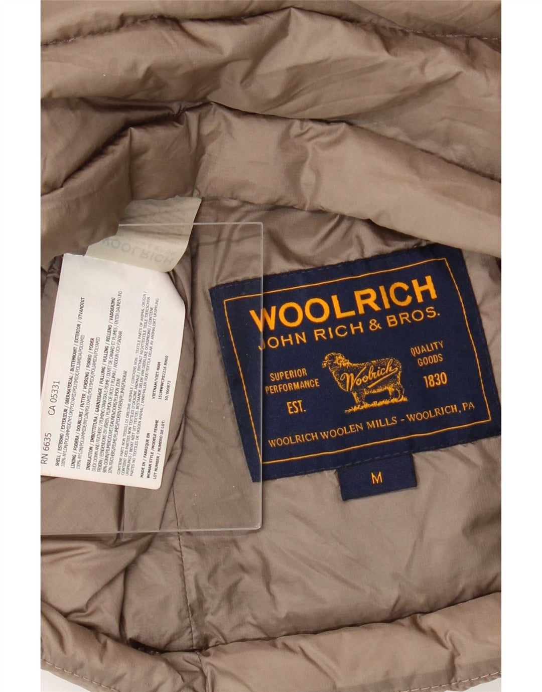 Damska ocieplana kurtka Woolrich UK 12 Średni brązowy nylon