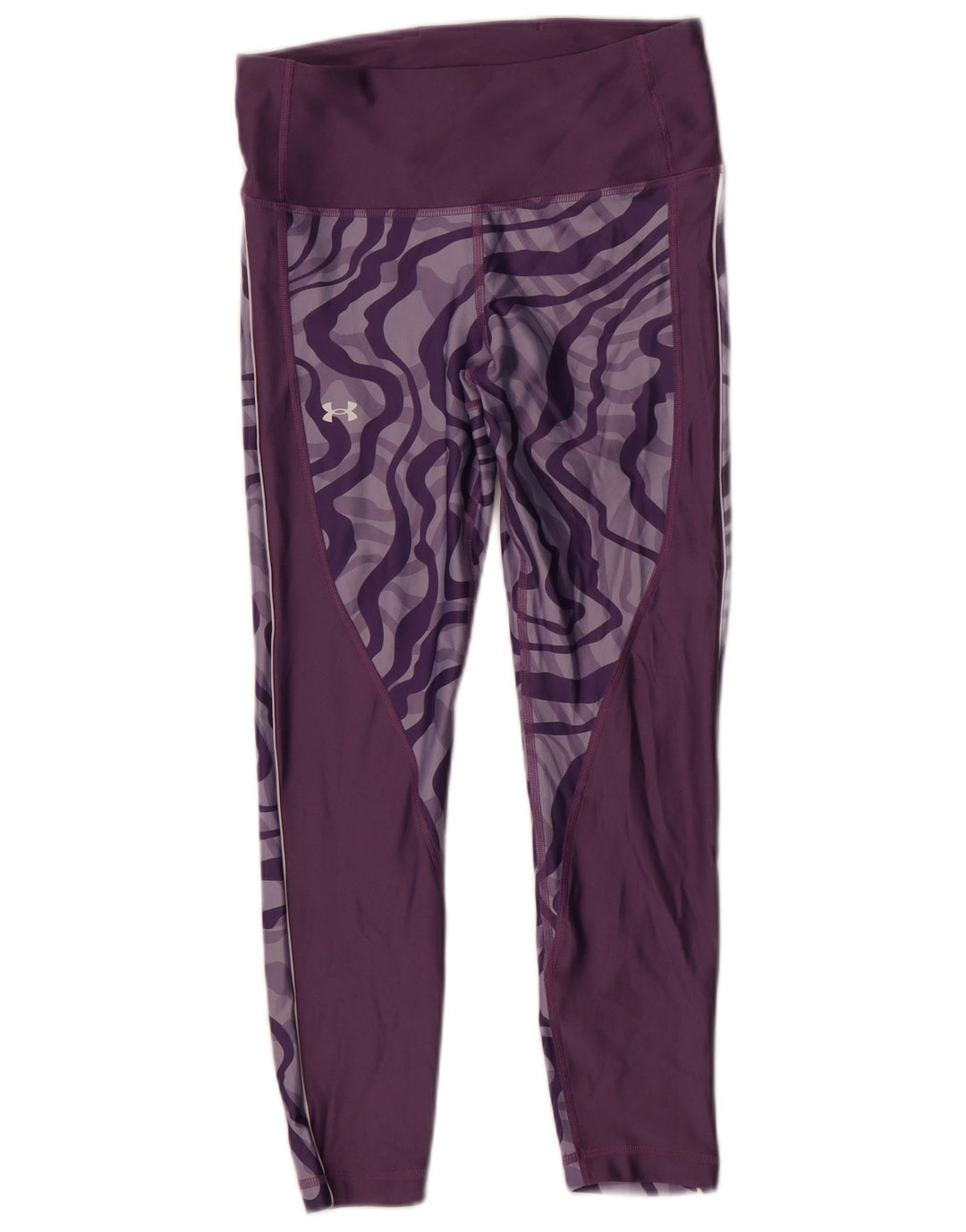 Damskie legginsy Under Armour Heat Gear Abstrakcyjny wzór UK 14 Średni fiolet