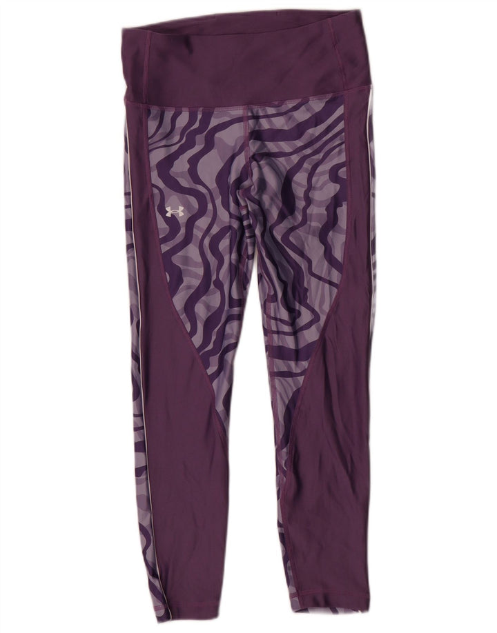 Damskie legginsy Under Armour Heat Gear Abstrakcyjny wzór UK 14 Średni fiolet