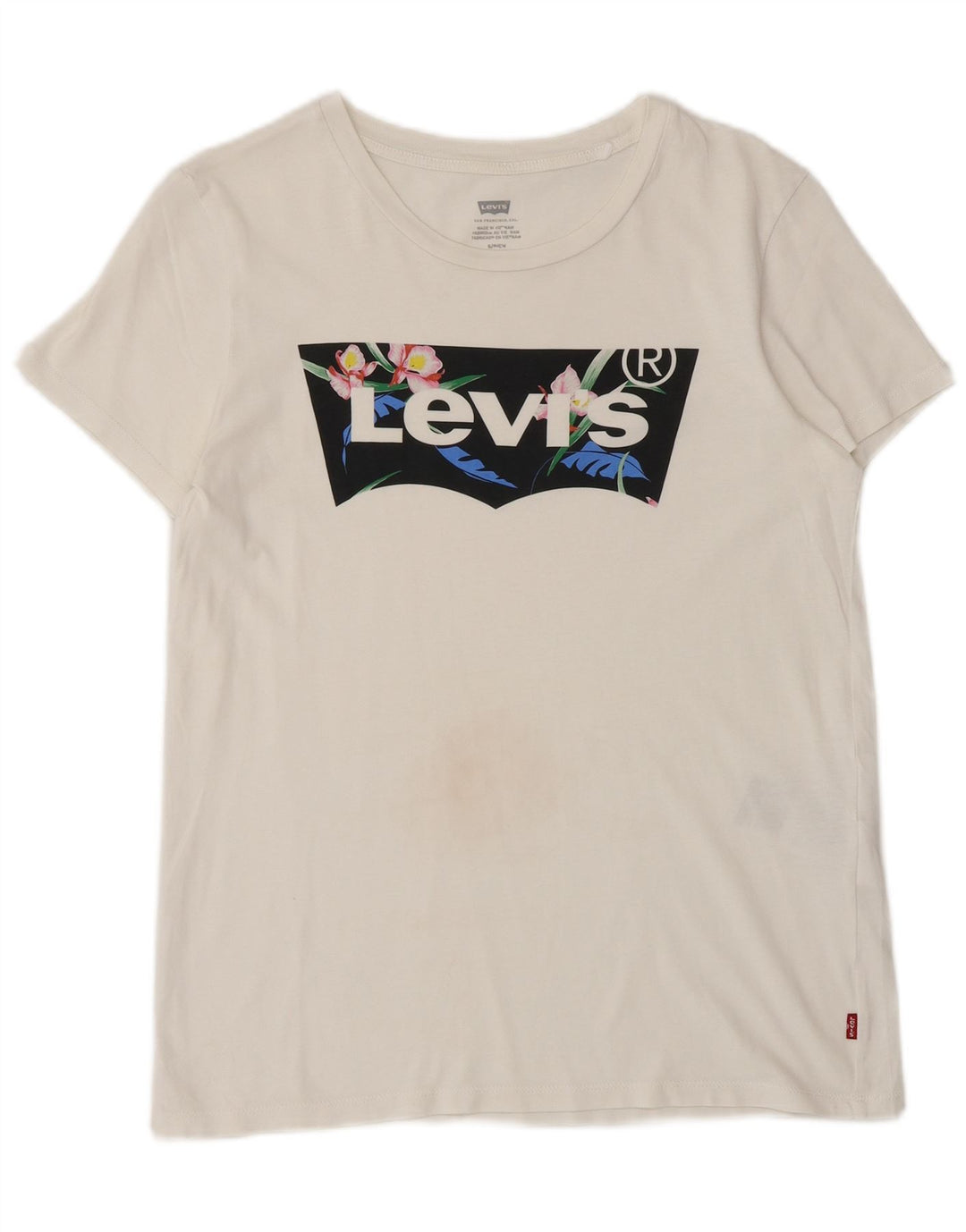 Męski T-shirt z grafiką LEVI'S, mały, biały, bawełniany