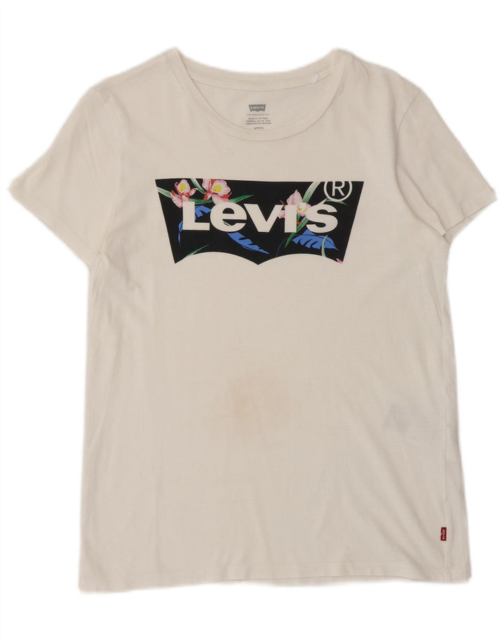 Męski T-shirt z grafiką LEVI'S, mały, biały, bawełniany