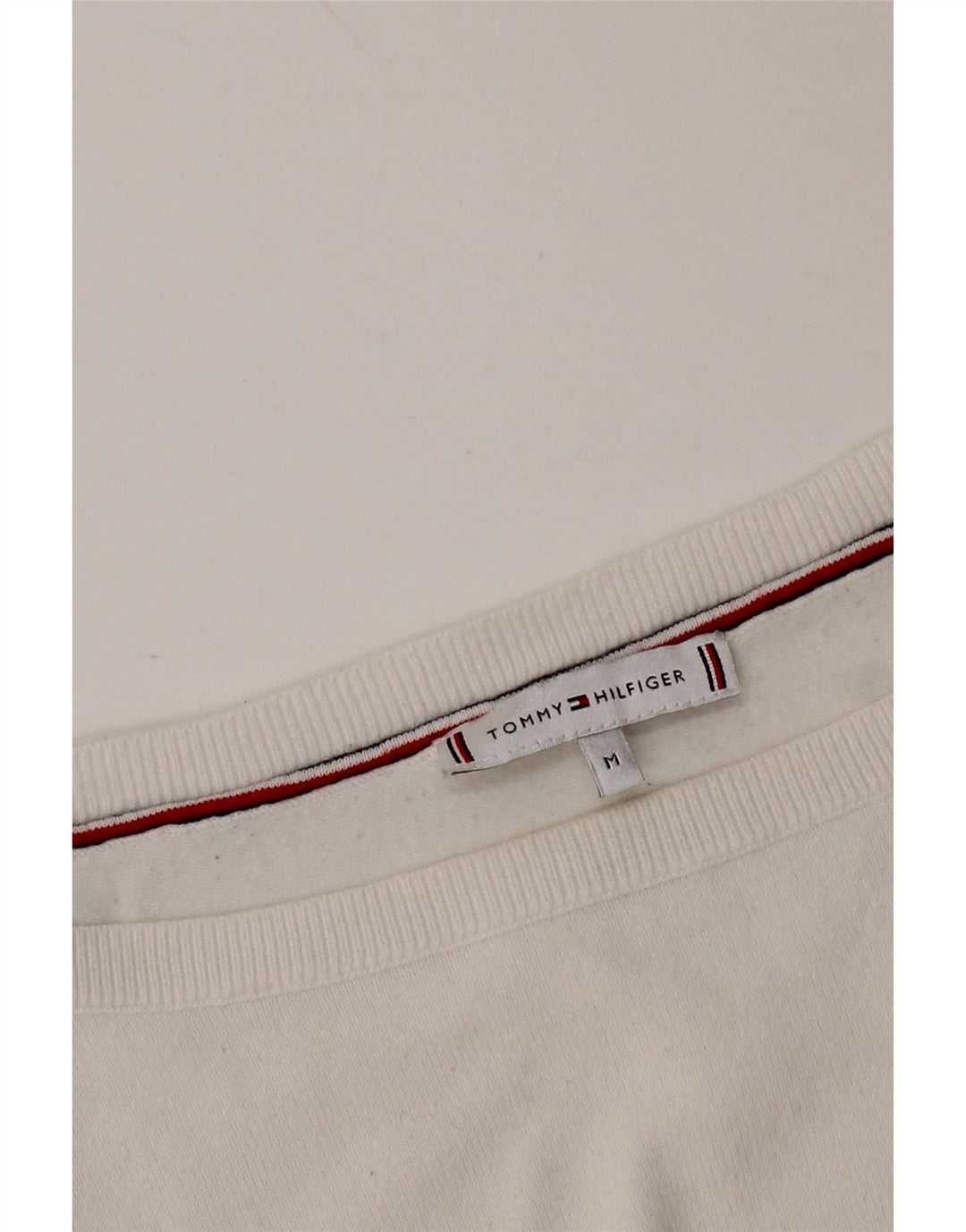 Damski sweter TOMMY HILFIGER z dekoltem w łódkę UK 14 Średni biały