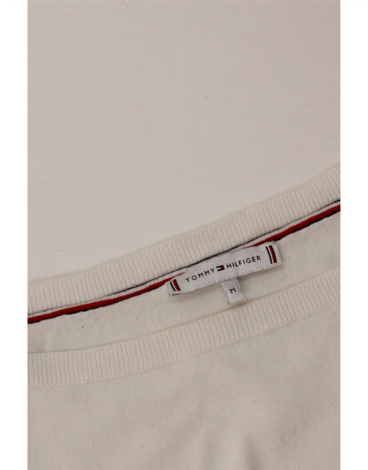 Damski sweter TOMMY HILFIGER z dekoltem w łódkę UK 14 Średni biały