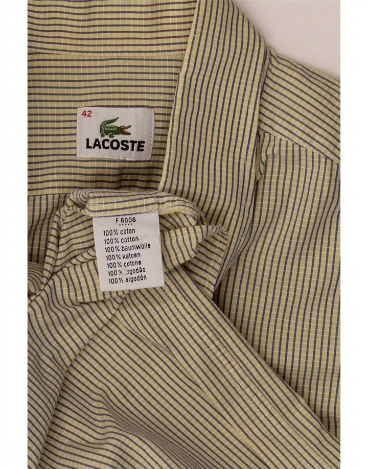 Koszula męska z krótkim rękawem Lacoste, rozmiar 42, duża, bawełniana w żółtą kratkę