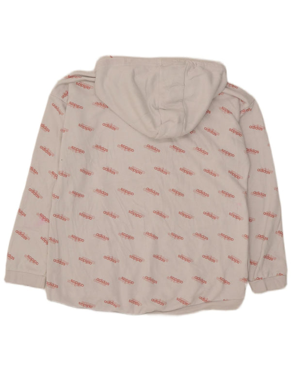 Damska bluza z kapturem Adidas Graphic UK 16/18 duża biała bawełna