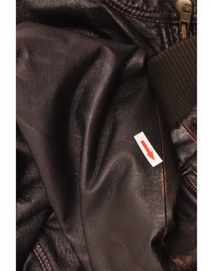 Vintage męska skórzana kurtka bomber IT 52 XL brązowa retro