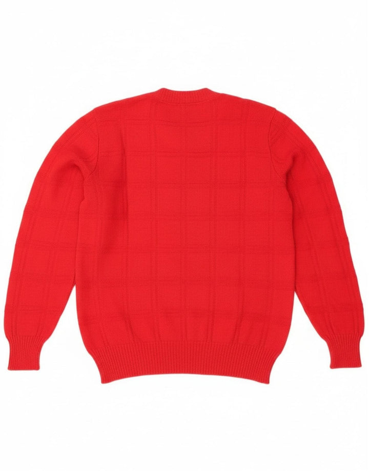 Sweter damski w stylu vintage z dekoltem w kształcie litery V, UK 14, średni czerwony