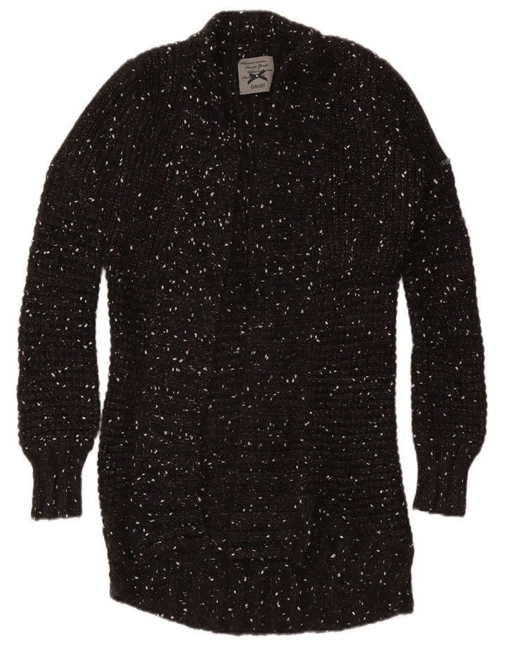 Damski sweter rozpinany z długim rękawem Gaudi, UK 10, mały, czarny, nakrapiany nylon