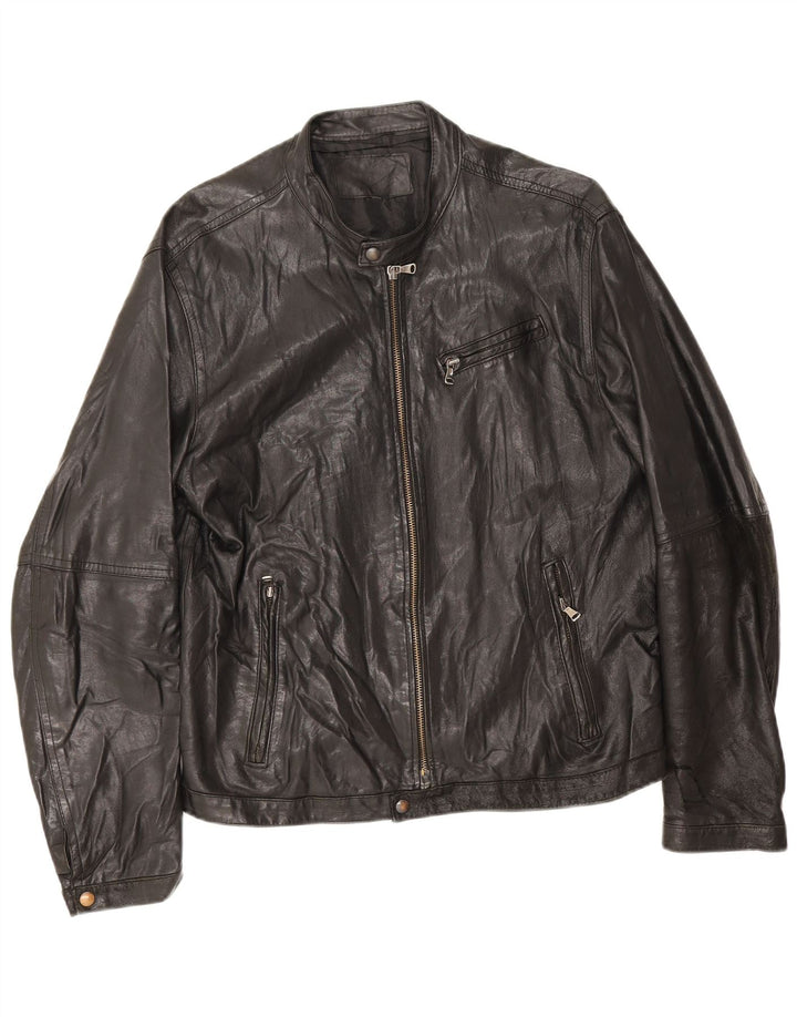 Vintage damska skórzana kurtka bomber UK 14, duża czarna skóra