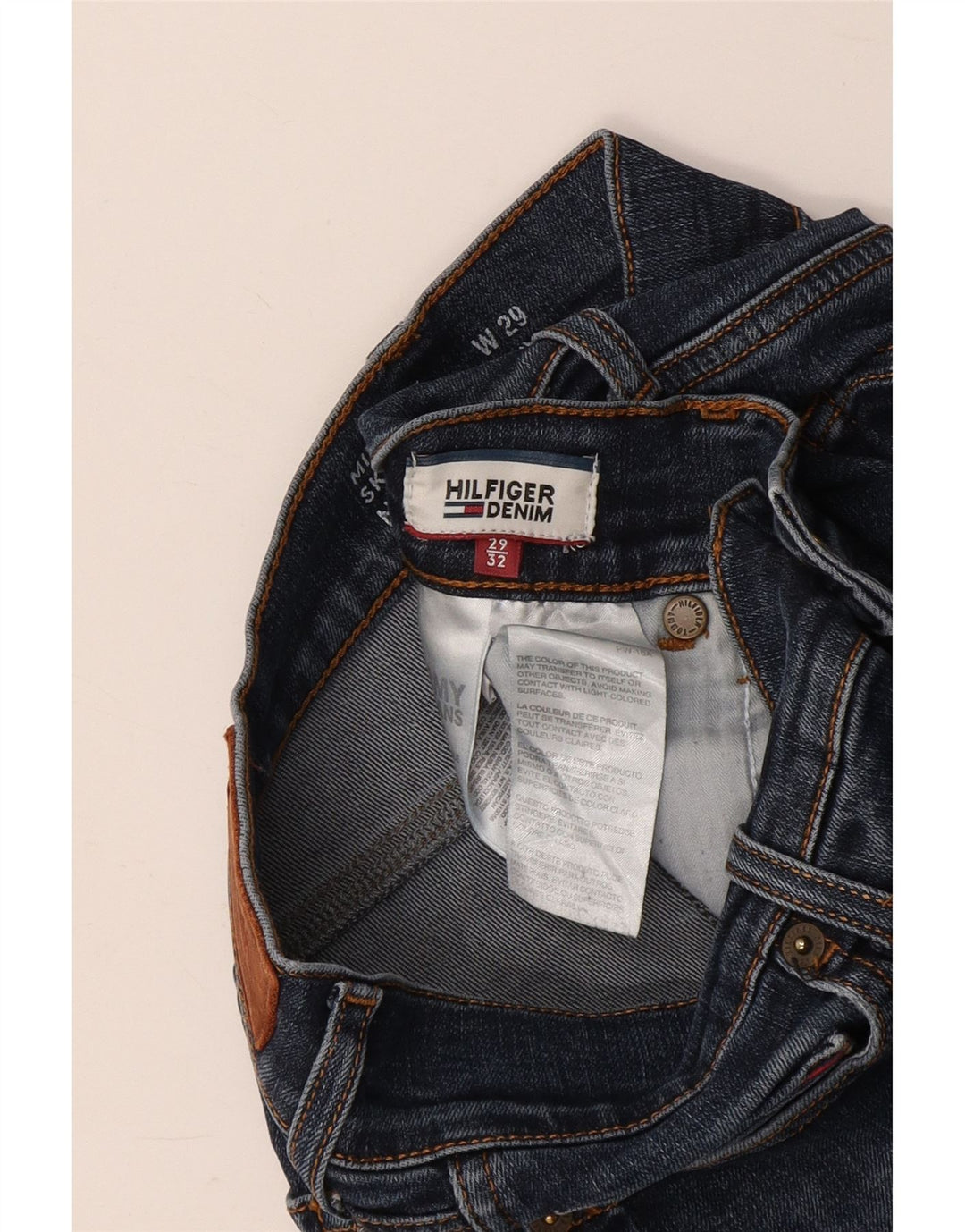 Damskie dżinsy rurki TOMMY HILFIGER ze średnim stanem W29 L32 niebieska bawełna