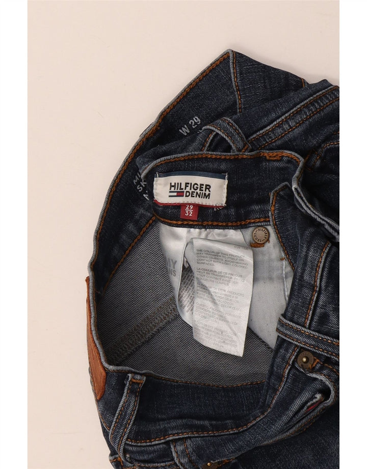 Damskie dżinsy rurki TOMMY HILFIGER ze średnim stanem W29 L32 niebieska bawełna