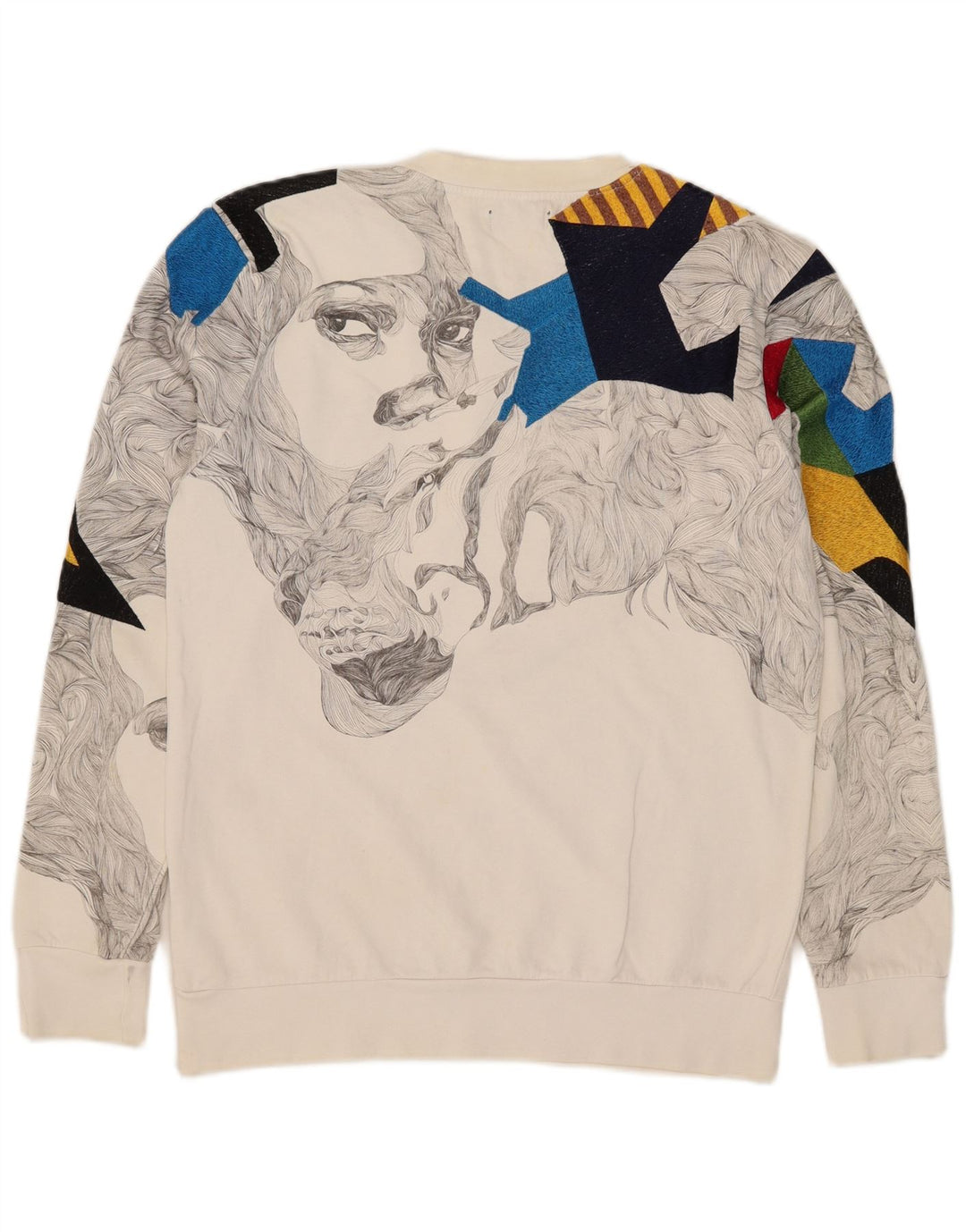 Męski sweter z grafiką Zara, duży, biały