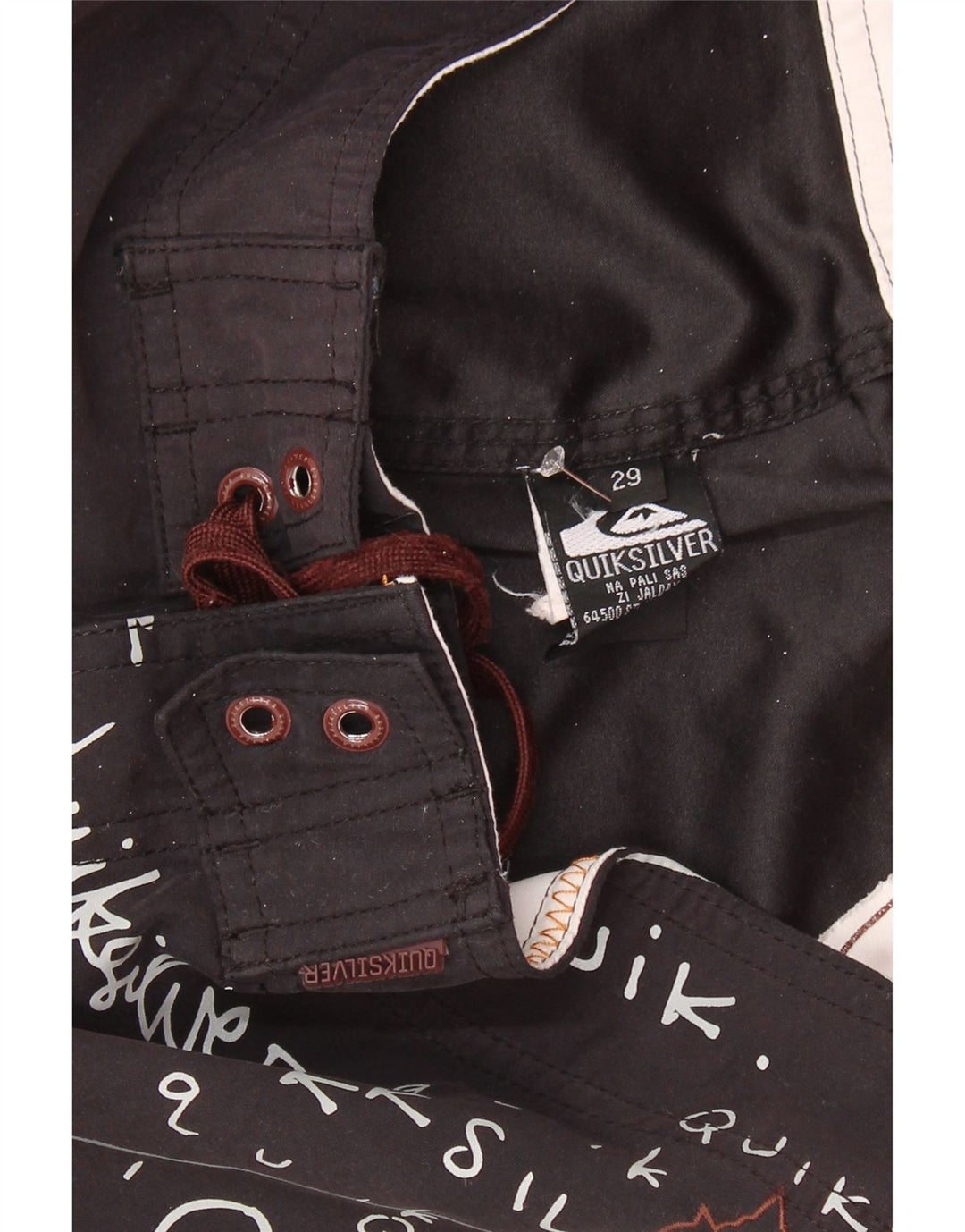 Męskie spodenki kąpielowe QUIKSILVER z grafiką, małe, czarne, poliestrowe