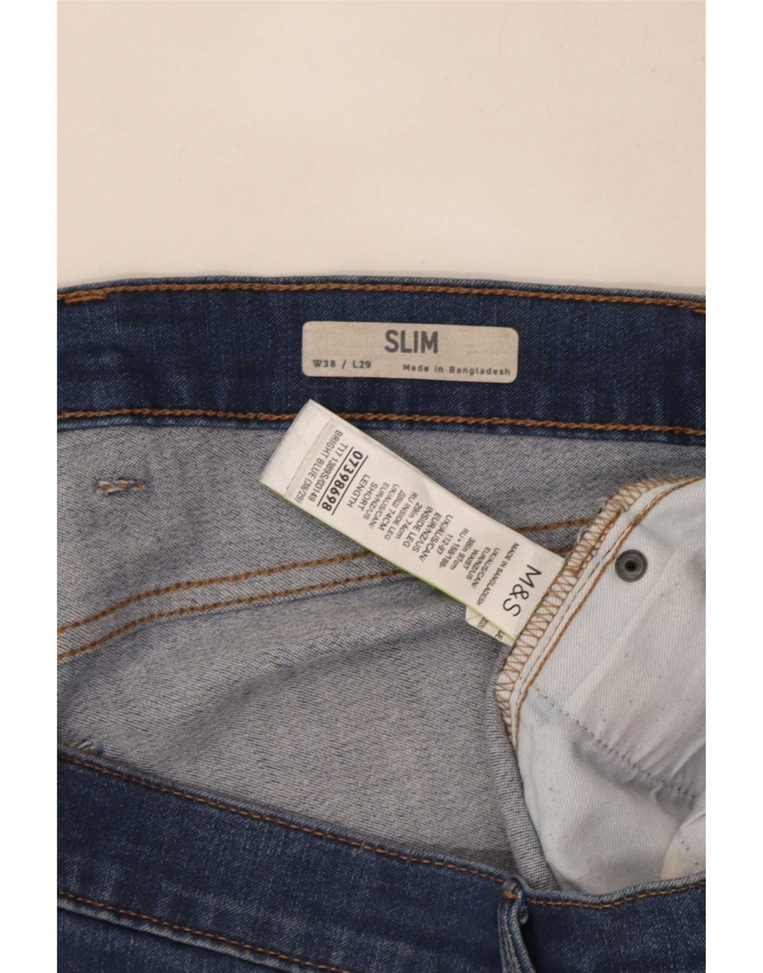 Marks & Spencer Męskie jeansy slim W38 L29 Niebieskie bawełniane