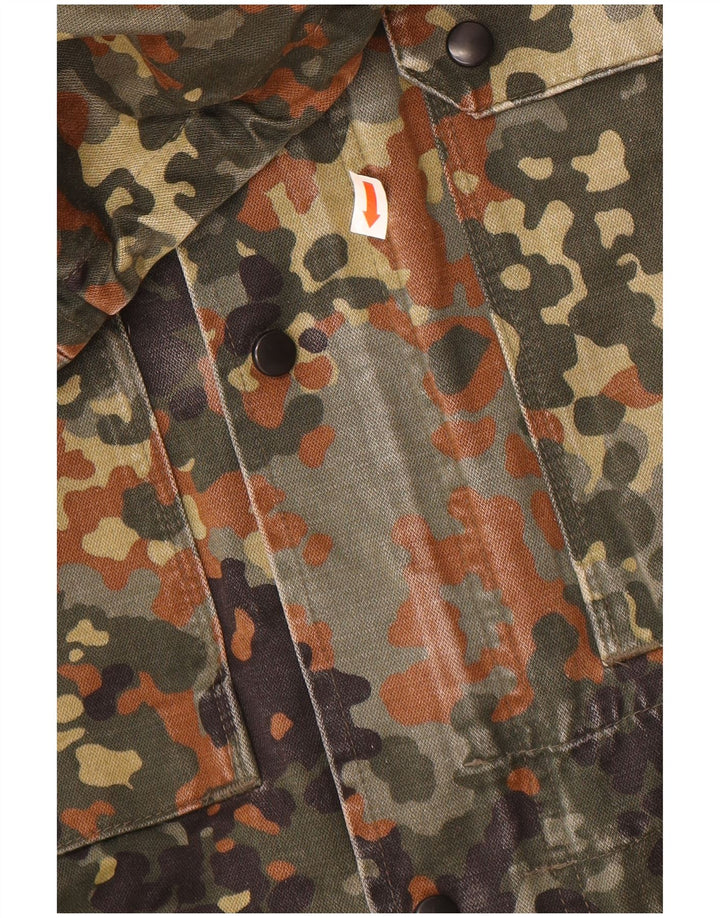 VINTAGE Mens Hooded Military Jacket UK 36 Small Green Camouflage