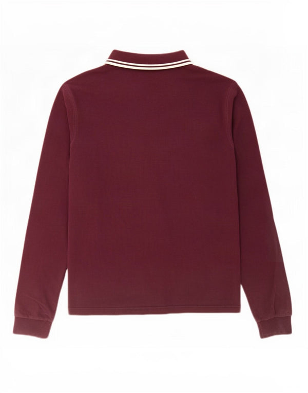 Męska koszulka polo Fred Perry z długim rękawem, duża, bordowa, bawełniana w paski