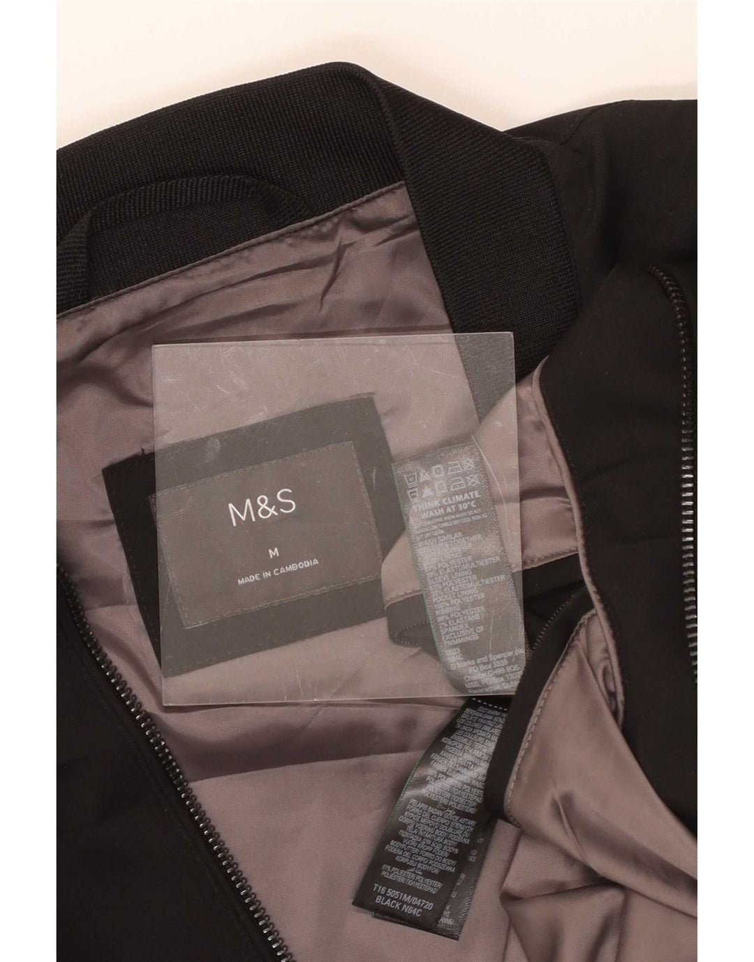 Męska kurtka bomber Marks & Spencer UK 38, średni czarny poliester