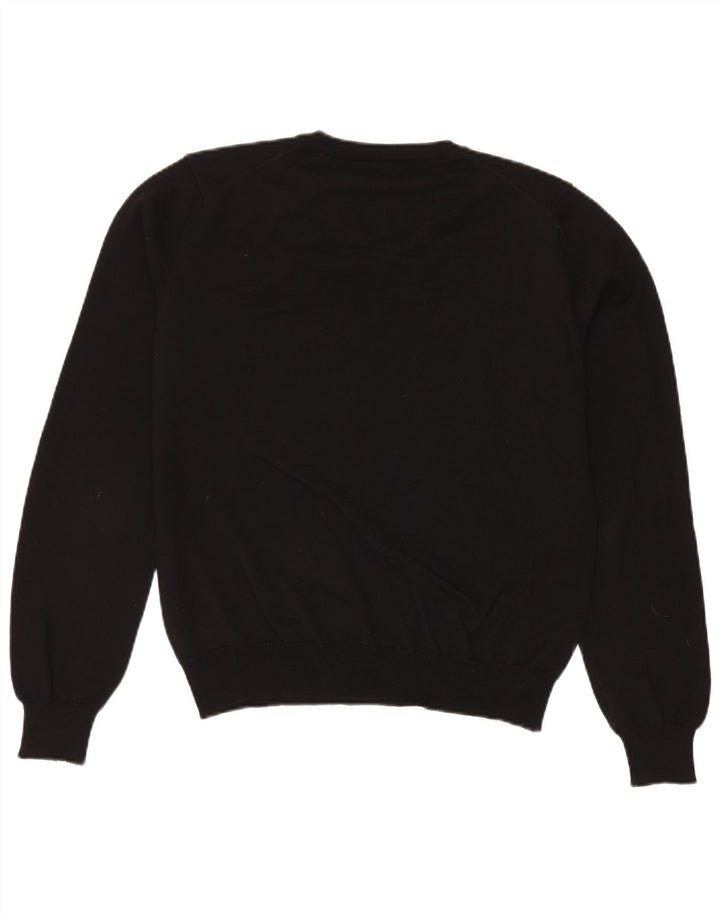 Męski sweter Calvin Klein z dekoltem w kształcie litery V, duży, czarny, z dziewiczej wełny