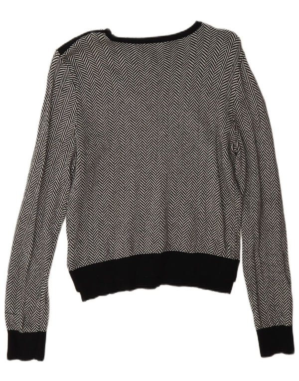 Damski sweter Ralph Lauren z dekoltem w łódkę UK 14, duża czarna jodełka
