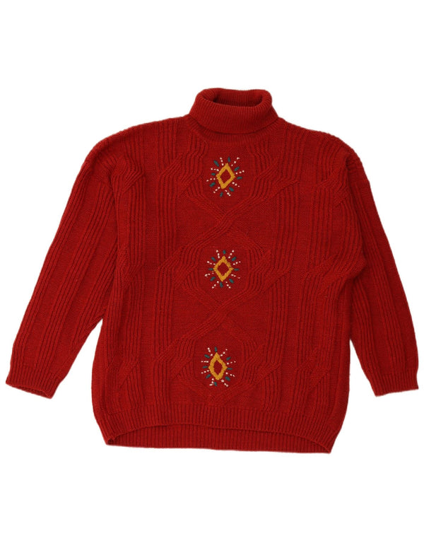 Sweter damski VINTAGE z wywijanym dekoltem UK 18 XL Burgundy Fair Isle