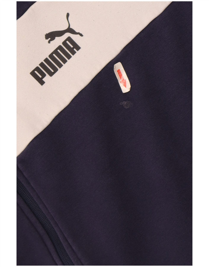 Męski sweter Puma z kapturem i zamkiem błyskawicznym 2XL Granatowy poliester z blokami kolorów