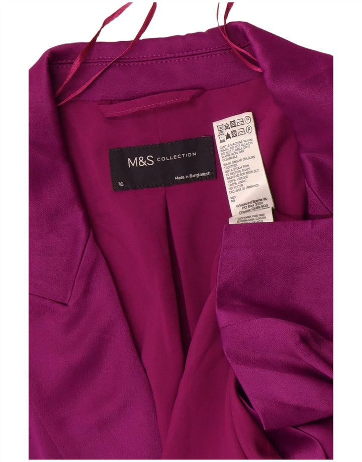 Marks & Spencer Damska marynarka zapinana na 1 guzik UK 16, duża fioletowa wiskoza