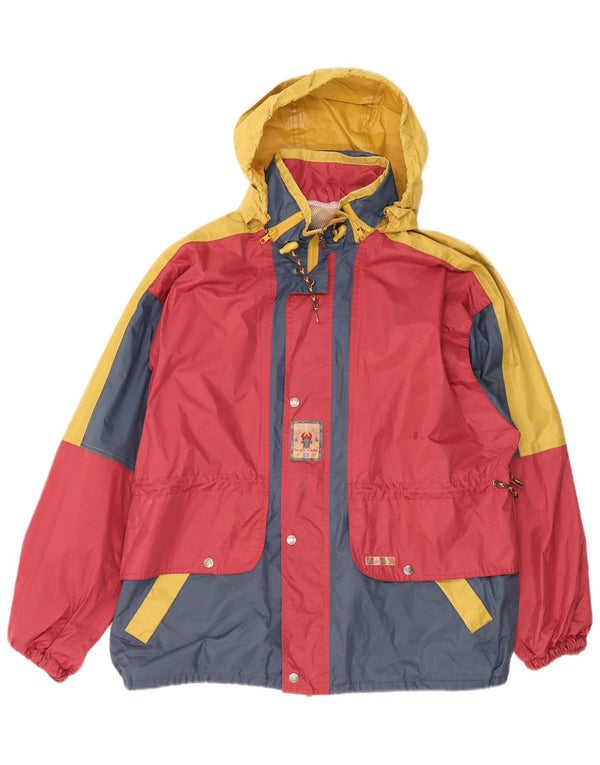 Męska kurtka narciarska z kapturem Agu Sport UK 40, duża, bordowa, z blokami kolorów