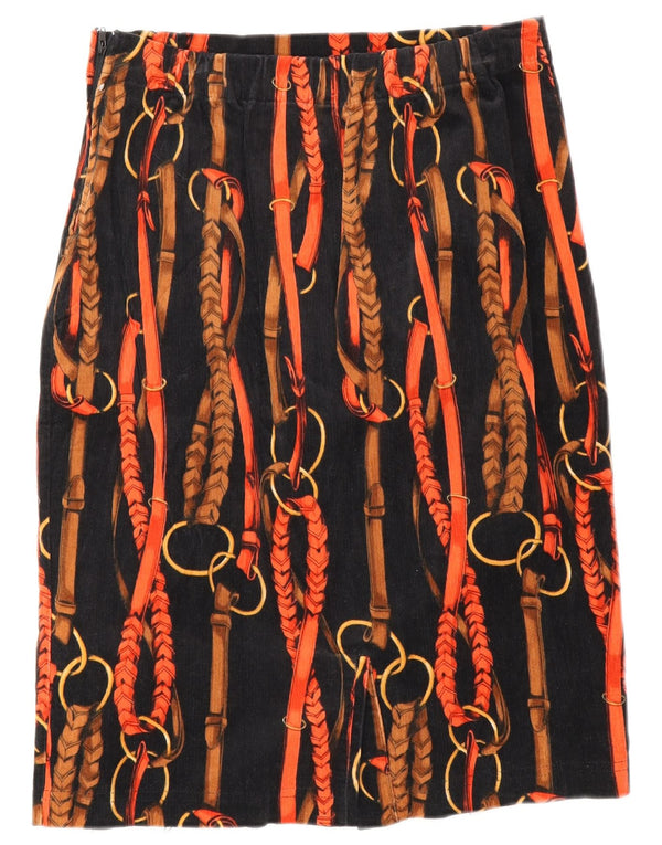 Vintage damska sztruksowa spódnica w abstrakcyjny wzór W26 mała czarna