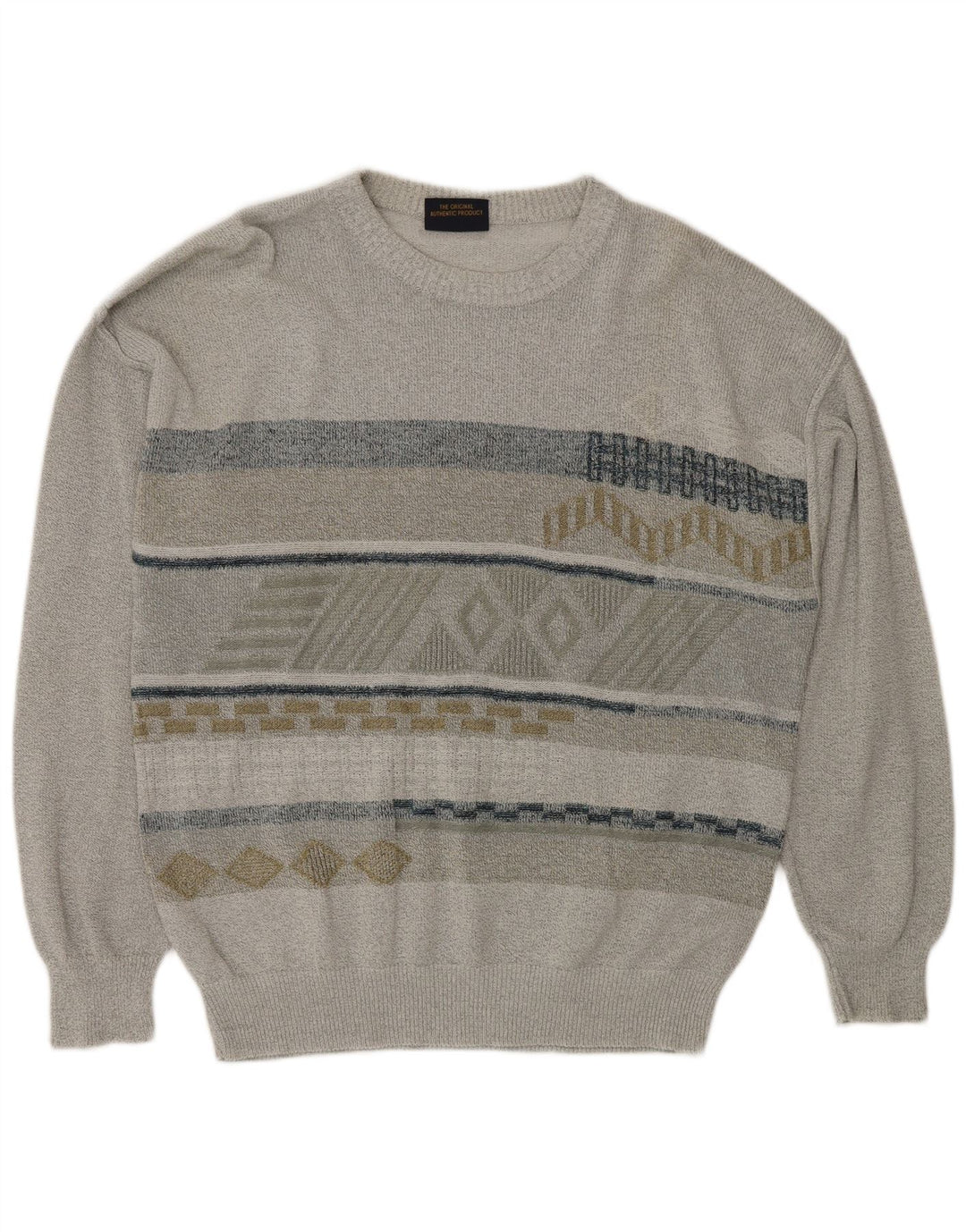 Męski sweter z dekoltem w łódkę Greenfield, duży, szary, geometryczny