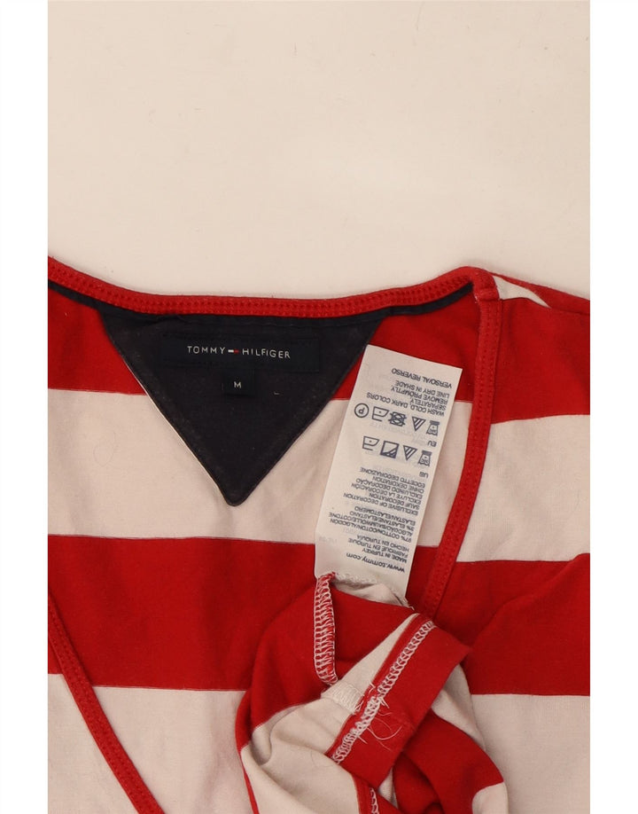 T-shirt damski TOMMY HILFIGER Top UK 12, bawełniany w średnie czerwone paski