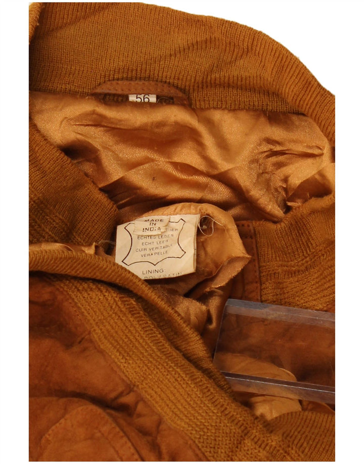 Vintage męska zamszowa kurtka bomber EU 56 3XL brązowa skóra