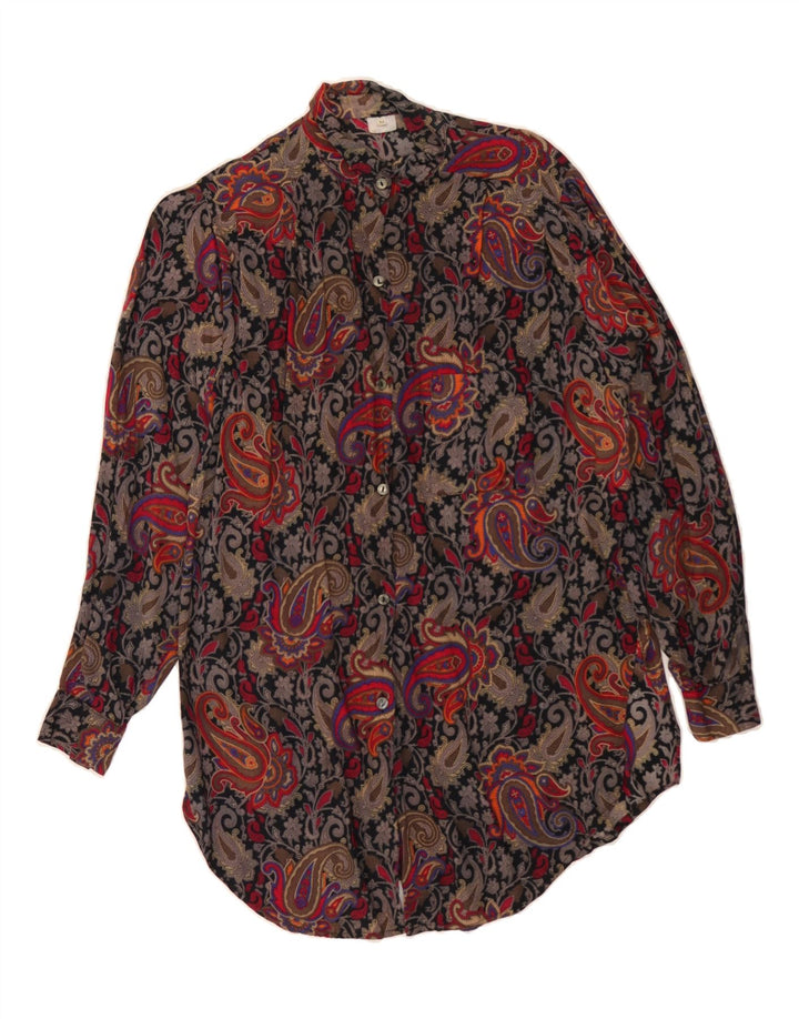 VINTAGE Womens Longline Shirt UK 14 Medium Multicoloured Paisley Vintage Vintage and Second-Hand Vintage from Messina Hembry 