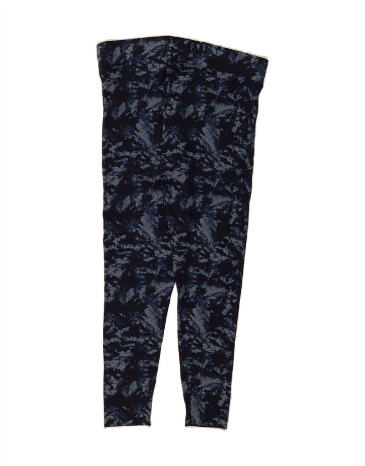 MARKS & SPENCER Womens Abstract Pattern Leggings UK 16 Large  Navy Blue Vintage Marks & Spencer and Second-Hand Marks & Spencer from Messina Hembry 