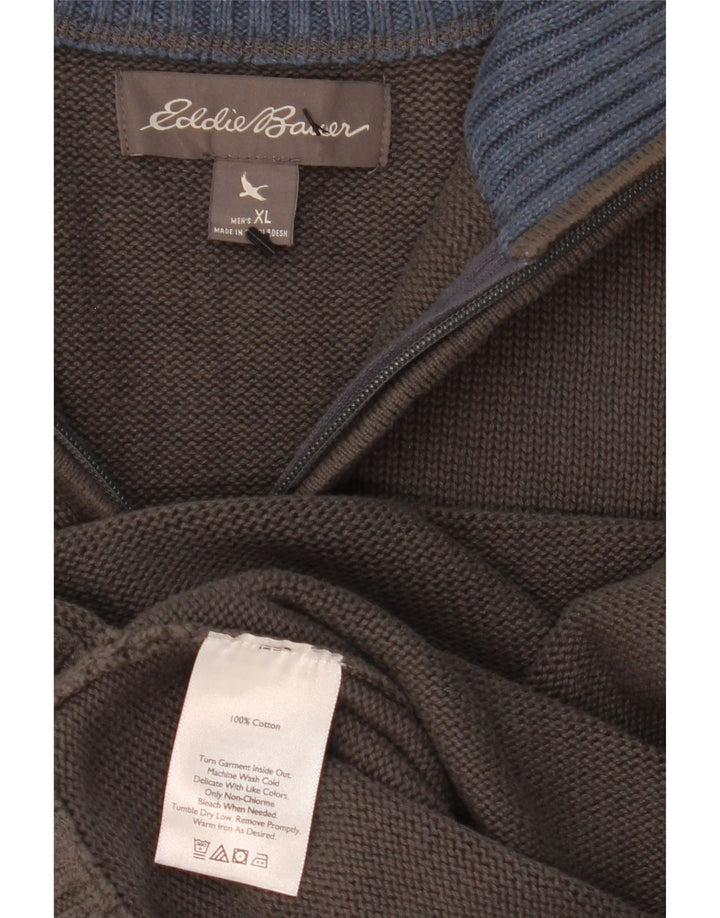 EDDIE BAUER Męski sweter zapinany na zamek XL, szary, bawełniany