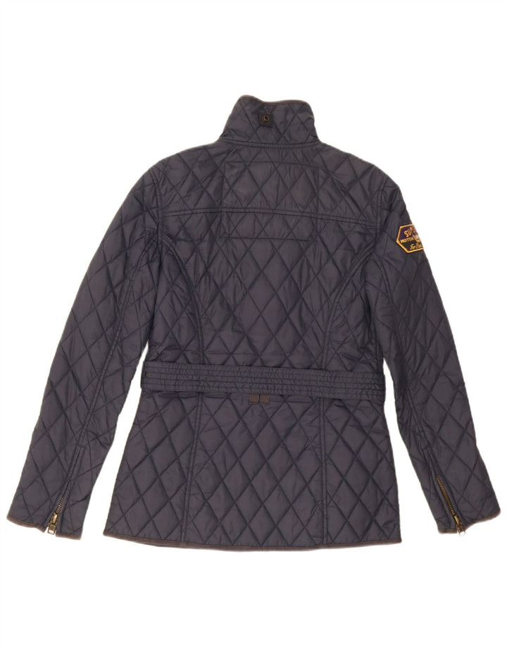 Damska pikowana kurtka Superdry UK 12, średni granatowy nylon