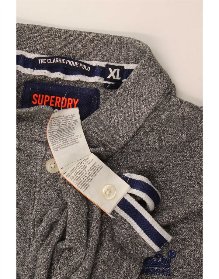 Męska koszulka polo Superdry XL, szara, bawełniana w plamki