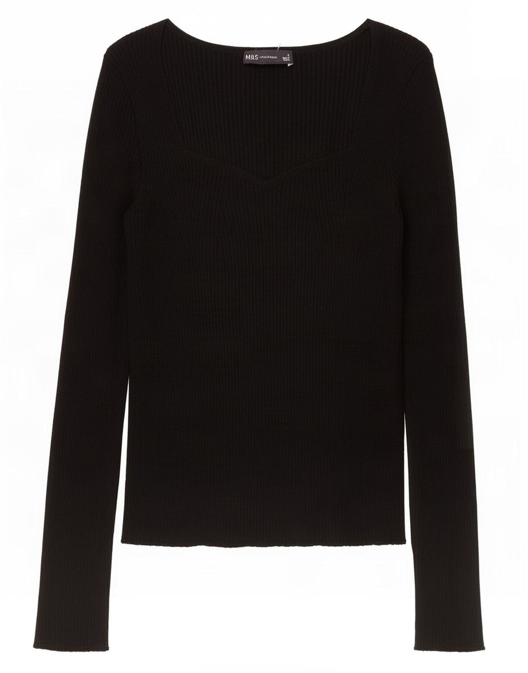 Marks & Spencer Damski top z długim rękawem UK 8 Small, czarna wiskoza