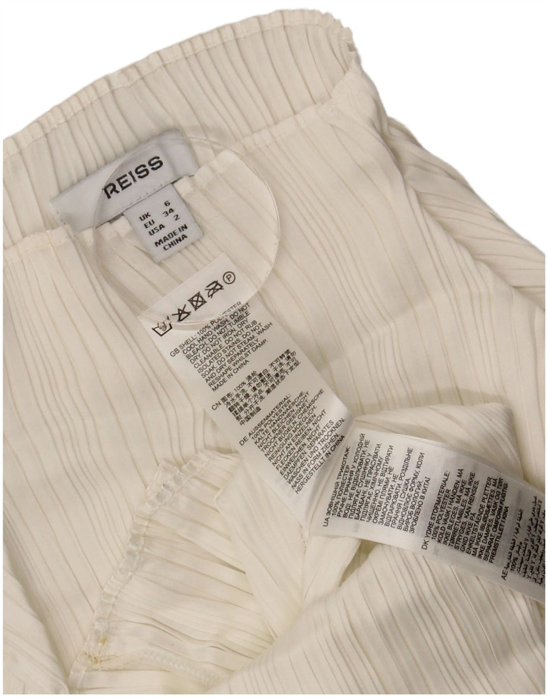 Damski top Reiss z długim rękawem, UK 6 XS, biały poliester