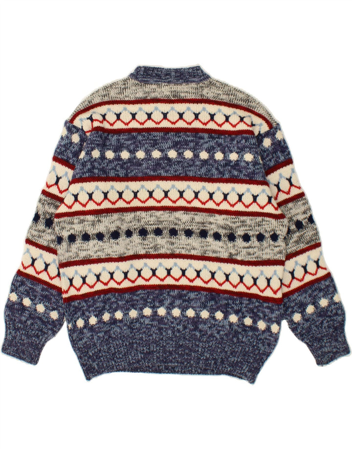 Męski sweter z okrągłym dekoltem SEVRES IT 50 Średni niebieski Fair Isle Wool