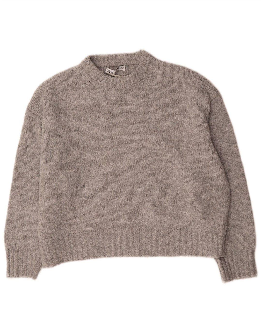 Damski sweter oversize z wycięciem pod szyją Zara UK 14 Średni szary akryl