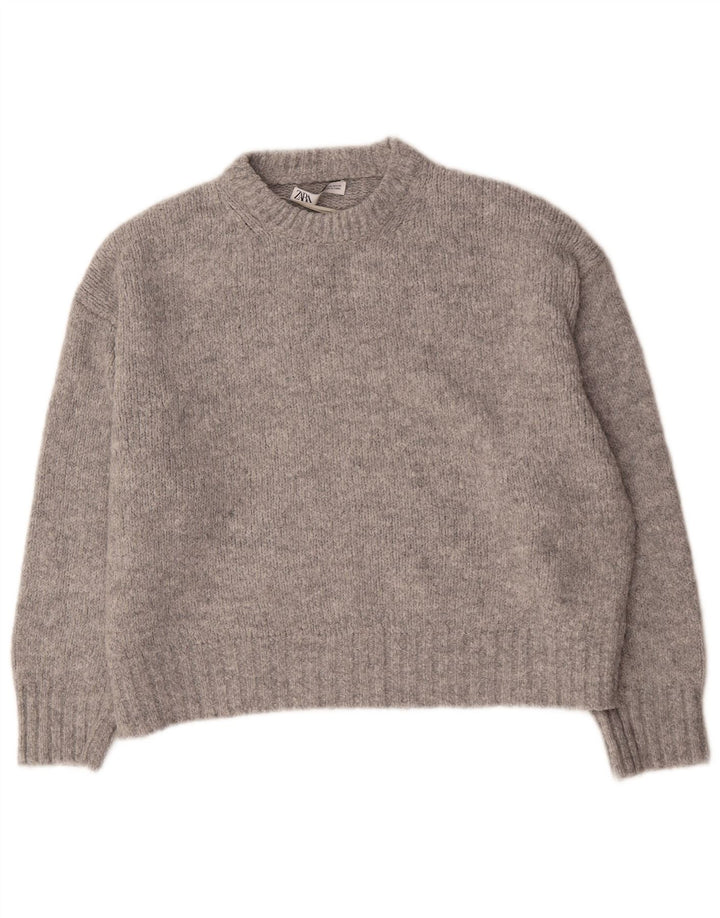 Damski sweter oversize z wycięciem pod szyją Zara UK 14 Średni szary akryl