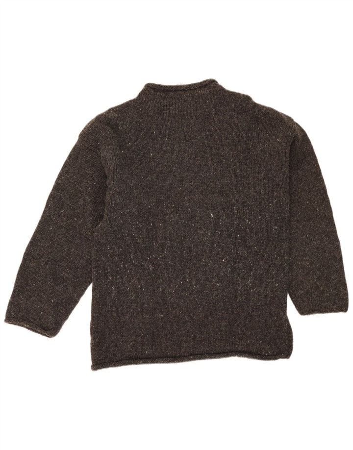 Męski sweter z golfem w stylu vintage, średnioszary, nakrapiany Aztec